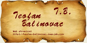 Teofan Balinovac vizit kartica